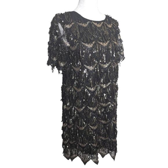 Endless Rose Black & Silver Sequin Fringe Ultra Mini Party Dress Womens S - Picture 4 of 7